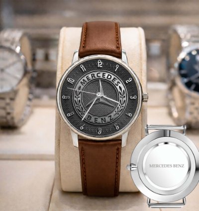 Mercedes Benz Sport Car Mens Watch Brake Caliper Dial Gold Metal Strap