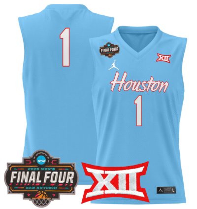 Team Jersey 1 Houston Cougars 2025 Final Four Patch Stitched Blue