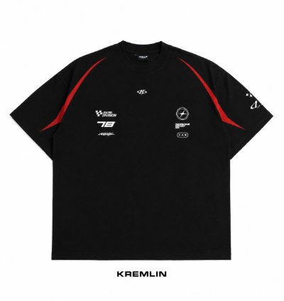 Kremlin Apex - Oversized Raglan Relaxed Fit Black T-shirt