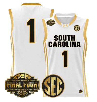 Team Jersey 1 South Carolina 2026 Final Four Basketball Stitched White Gold