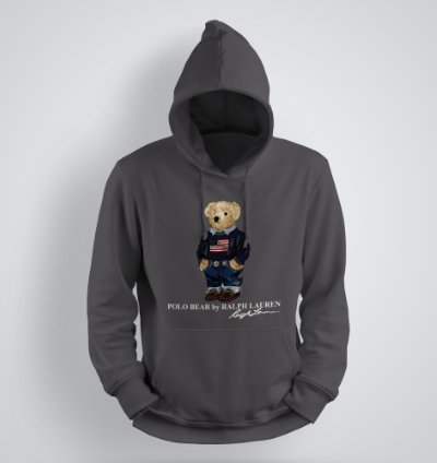 Classic Bear Hoodie Unisex Pullover Charcoal