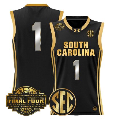 Team Jersey 1 South Carolina 2026 Final Four Basketball Stitched Black Gold