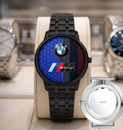 Bmw Logo Custom Analog Watch Stainless Steel Mens Bm1