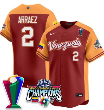 Luis Arraez 2 Venezuela Baseball Jersey 2026 World Baseball Classic Champions Limited Stitched