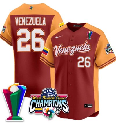 Venezuela 26 Venezuela Baseball Jersey 2026 World Baseball Classic Champions Limited Stitched