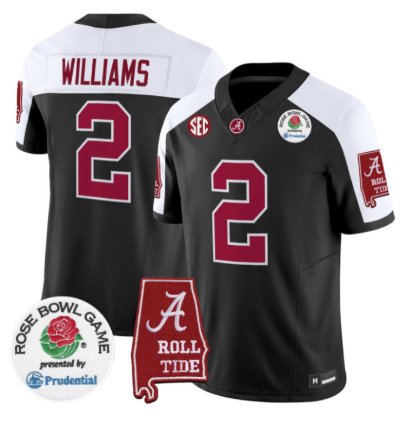 Ryan Williams Jersey 2 Alabama Crimson Tide 2026 Rose Bowl Stitched Black Alter