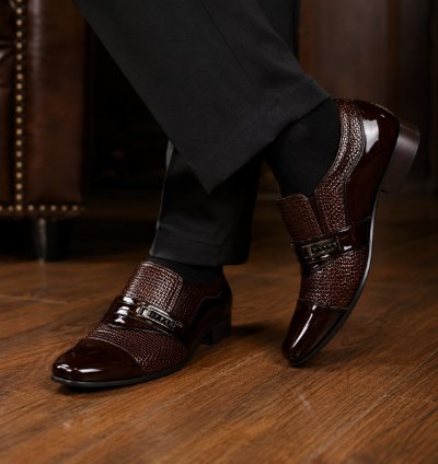 Mens Genuine Cow Leather Dress Shoes In Black