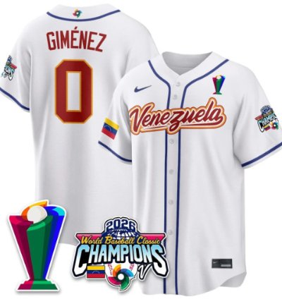 Andres Gimenez 0 Venezuela Baseball Jersey 2026 World Baseball Classic Champions Limited Stitched