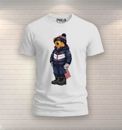 Patriotic American Bear Shirt White
