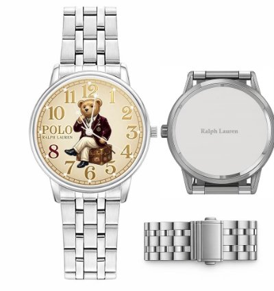 Preppy Dapper Sitting Bear Cream Dial Mens Watch235 Silver Steel
