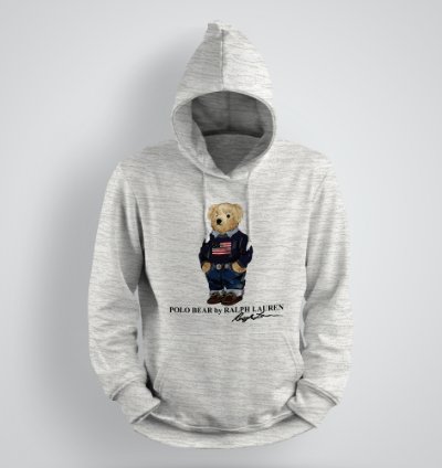 Classic Bear Hoodie Unisex Pullover Gray