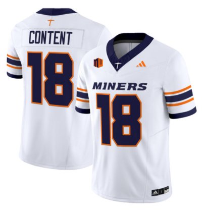 Justin Content Jersey 18 Utep Miners 2016 Vapor Limited Stitched White