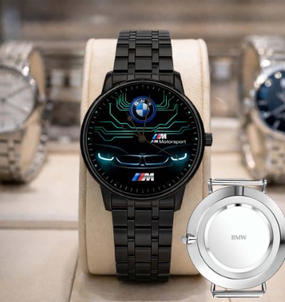 Bmw Amg M Power Analog Watch Stainless Steel Sport Metal Watch