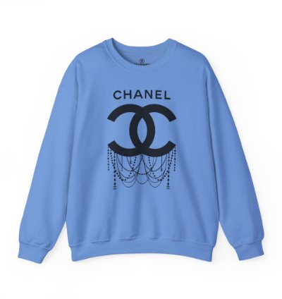 Chanel Logo Necklace Carolina Blue Sweatshirt - Size Usa