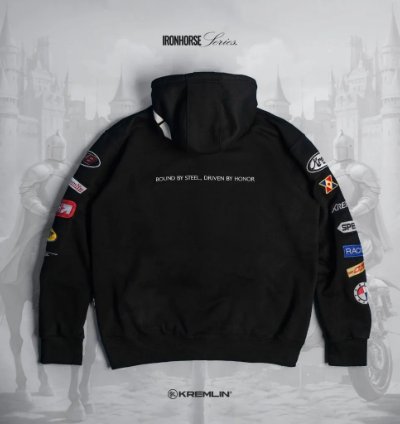 Kremlin - Racer Pullover Hoodie Embroidered Ironhorse Series Black
