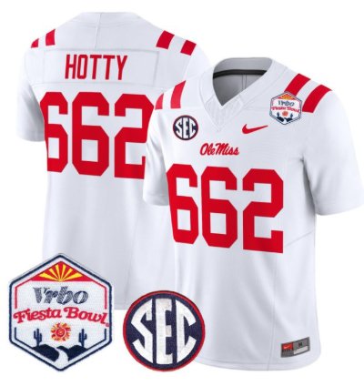 Hotty 662 Ole Miss Rebels Football Jersey 2026 Fiesta Bow Vapor Patch All Stitched