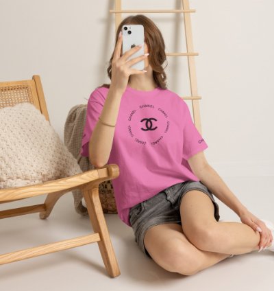 Chanel Logo Circle Pink T-shirt - Size Usa