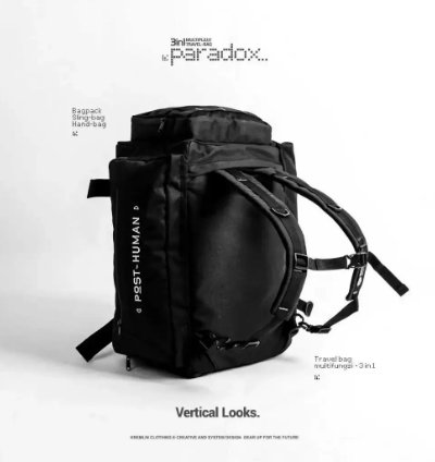 Kremlin Paradox - Multiple Duffle Travel Bag 3 In 1 Techwear Black