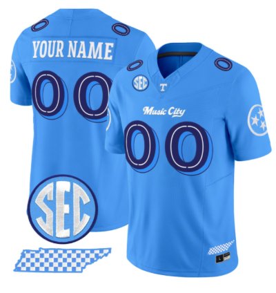 Custom Tennessee Vols Jersey Music City Edition Limited Stitched Blue