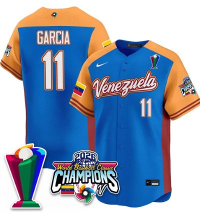 Maikel Garcia 11 Venezuela Baseball Jersey 2026 World Baseball Classic Champions Limited Stitched