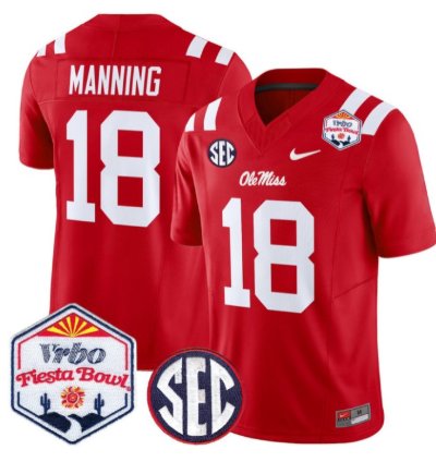 Archie Manning 18 Ole Miss Rebels Football Jersey 2026 Fiesta Bow Vapor Patch All Stitched