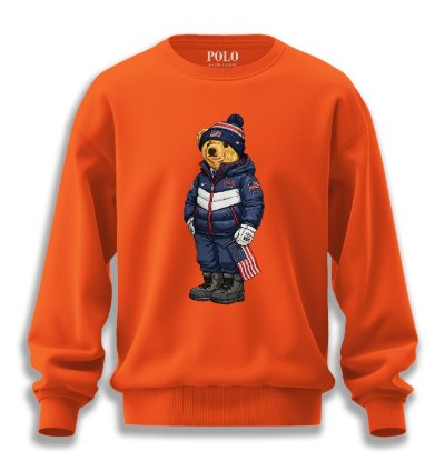 Patriotic American Bear Sweatshirt Orange