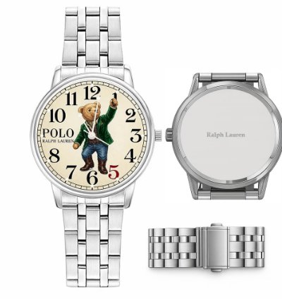 Preppy Dapper Teddy Bear Cream Dial Wrist Watch234 Silver Steel