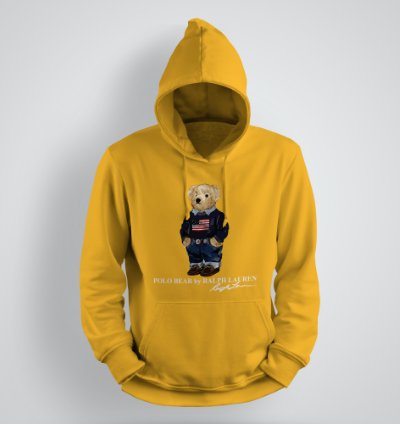 Classic Bear Hoodie Unisex Pullover Gold