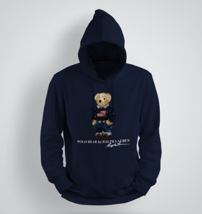 Classic Bear Hoodie Unisex Pullover Navy