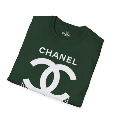 Chanel Logo Necklace Forest Green T-shirt - Size Usa