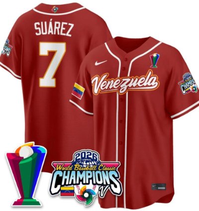 Eugenio Suarez 7 Venezuela Baseball Jersey 2026 World Baseball Classic Champions Limited Stitched