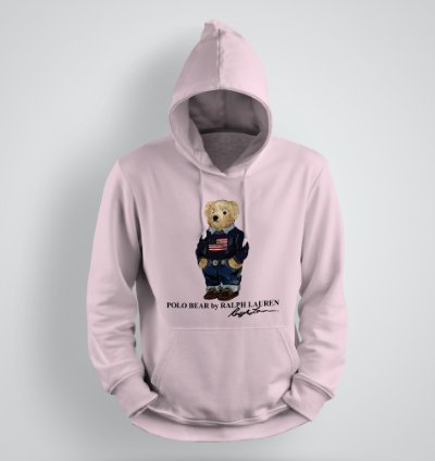Classic Bear Hoodie Unisex Pullover Light Pink