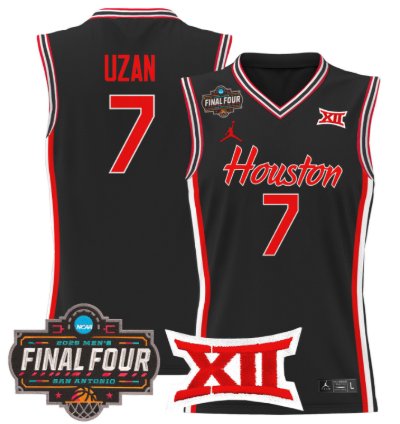 Milos Uzan Jersey 7 Houston Cougars 2025 Final Four Patch Stitched Black