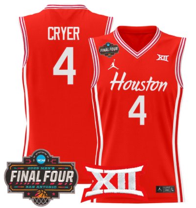 Lj Cryer Jersey 4 Houston Cougars 2025 Final Four Patch Stitched Red