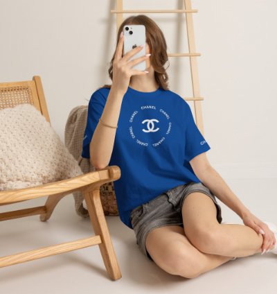 Chanel Logo Circle Blue T-shirt - Size Usa