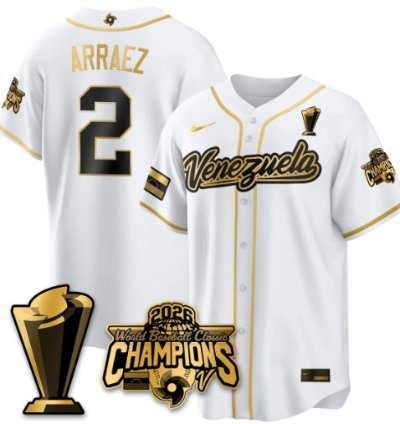 Luis Arraez 2 Venezuela Baseball Jersey 2026 World Baseball Classic Champions Limited Stitched