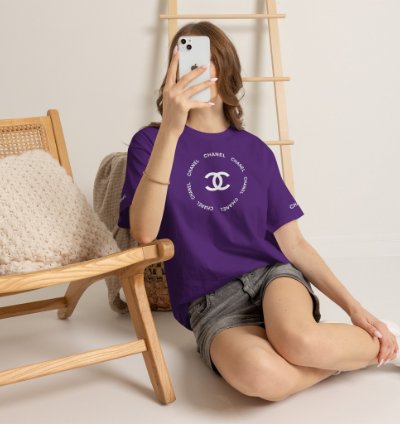 Chanel Logo Circle Purple T-shirt - Size Usa