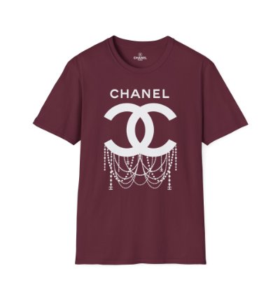 Chanel Logo Necklace Maroon T-shirt - Size Usa