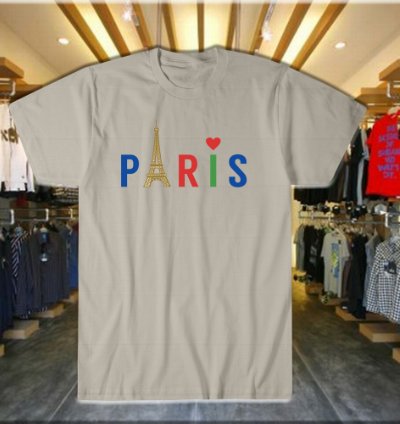 Paris Style Eiffel Tower T-shirt Beautiful Gray