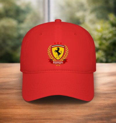 Ferrari Style Baseball Cap Black Adjustable Racing Hat Premium Unisex Cap