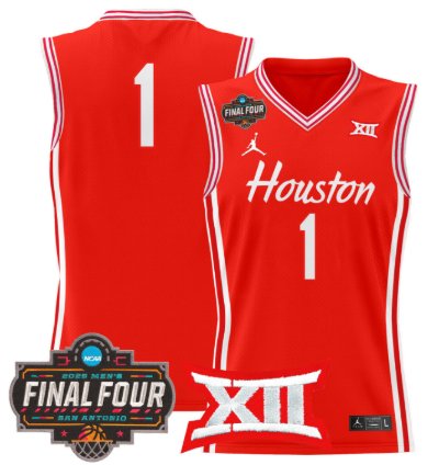 Team Jersey 1 Houston Cougars 2025 Final Four Patch Stitched Red