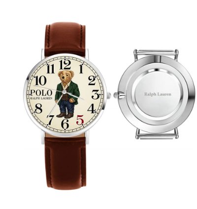 Elegant Ivy Style Teddy Bear Mens Wrist Watch220 Leather Brown