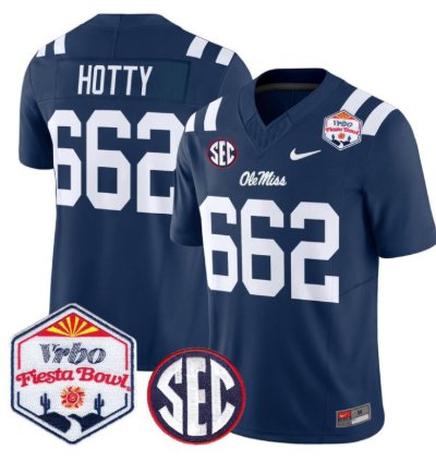 Hotty 662 Ole Miss Rebels Football Jersey 2026 Fiesta Bow Vapor Patch All Stitched