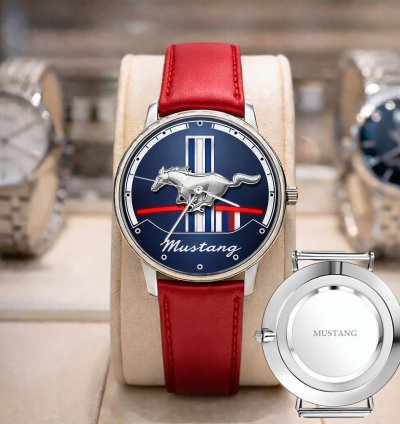 Mustang Logo Classic Watch For Men With Silver Steel Strap