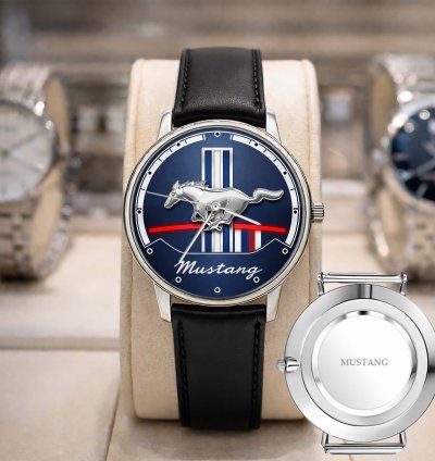 Mustang Logo Classic Watch For Men With Silver Steel Strap
