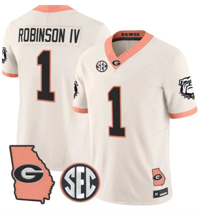 Ellis Robinson Iv Jersey 1 Georgia Bulldogs 2026 The Big Peach Stitched Cream