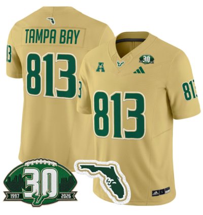 Tampa Bay Jersey 813 South Florida Bulls 30th Patch Limited Stitched Gold