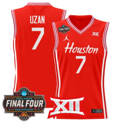 Milos Uzan Jersey 7 Houston Cougars 2025 Final Four Patch Stitched Red