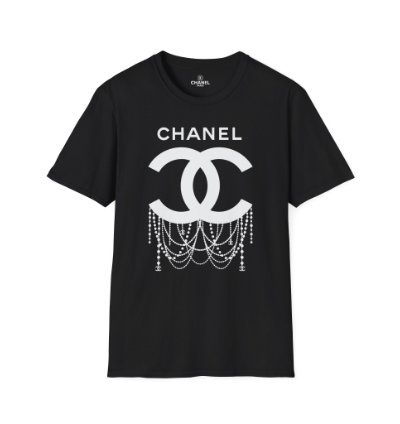 Chanel Logo Necklace Black T-shirt - Size Usa