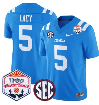 Kewan Lacy 5 Ole Miss Rebels Football Jersey 2026 Fiesta Bow Vapor Patch All Stitched
